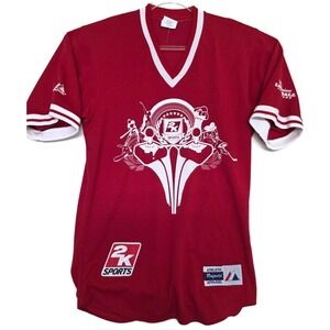 Majestic 2K Sports Budweiser Long Ball Baseball Jersey Shirt Mens Small Red